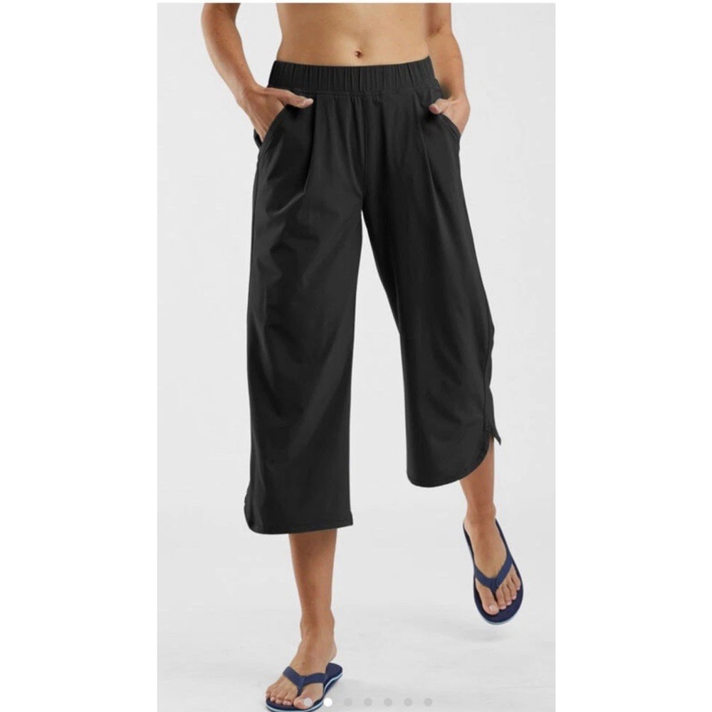 NWT Title Nine Slaycation 2.0 Pants Womens XS Black Wide Leg Crop Active